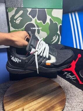 Off-White Black Men's Mesh Sneakers with White Laces and Orange Tab